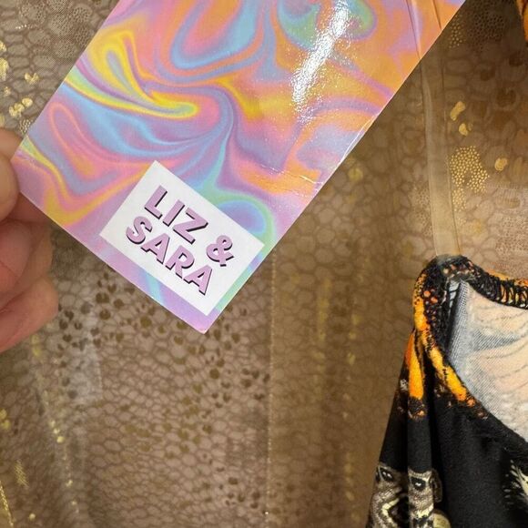 Liz & Sara Black Orange Butterfly Cut Out Stretchy Maxi Dress NWT - Picture 8 of 10